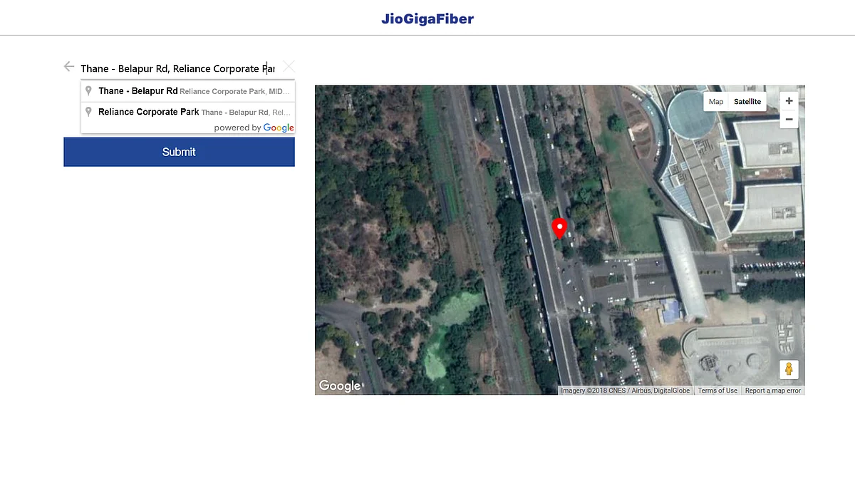 Select the locality where you want to set up Jio GigaFiber