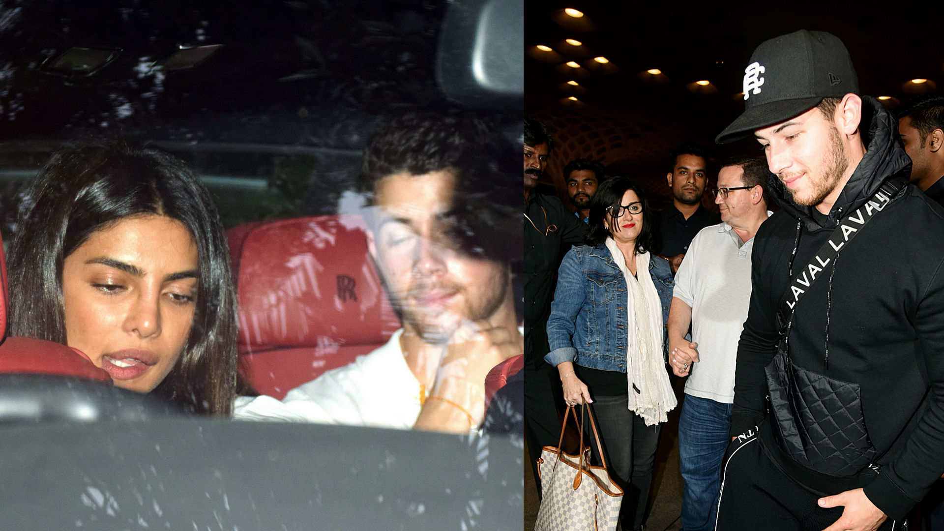 Priyanka Chopra with Nick Jonas; The singer with his parents at the Mumbai airport.