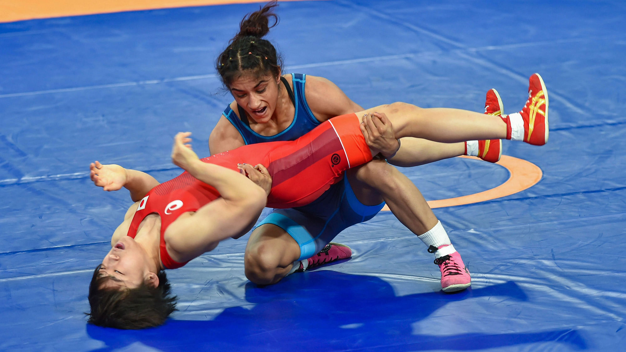 File photo of Indian wrestler Vinesh Phogat competing in the 50 kg category gold medal match at the Asian Games.