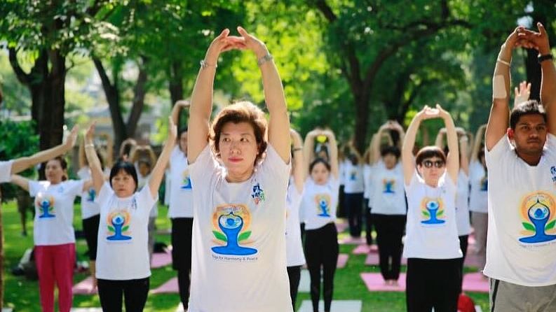The practice of Yoga has been gaining popularity in China.