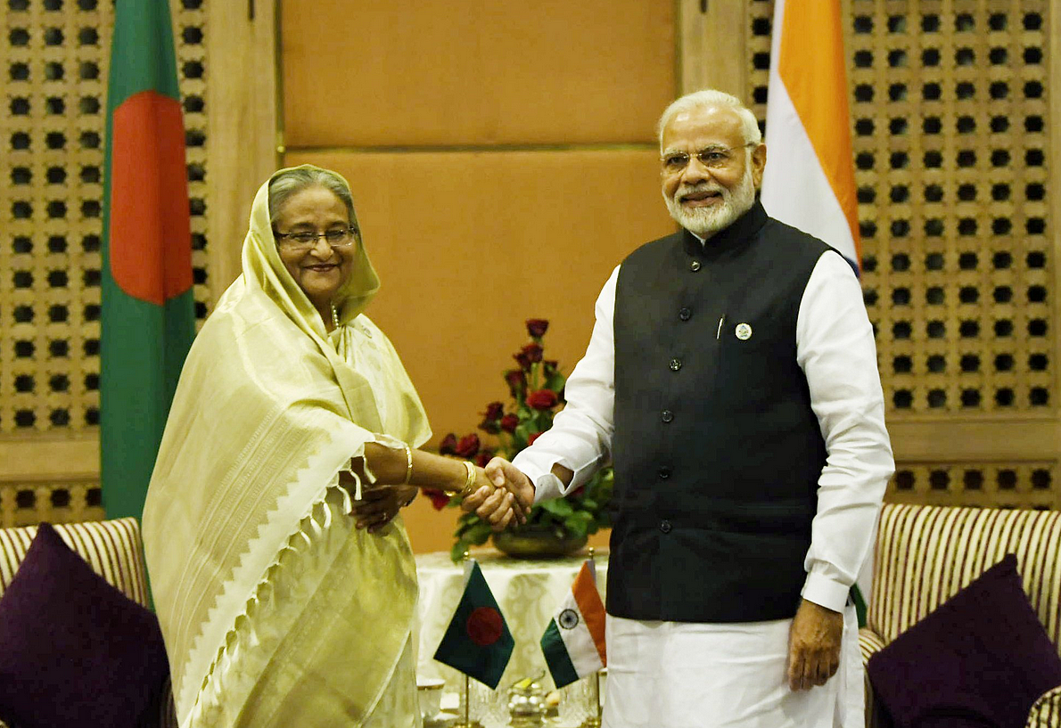 PM Modi met Bangladeshi counterpart Sheikh Hasina at the BIMSTEC summit in Nepal.