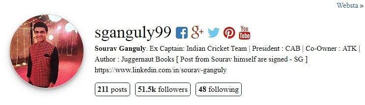 On Monday, Sourav Ganguly took to Twitter to distance himself from this unverified Instagram account.