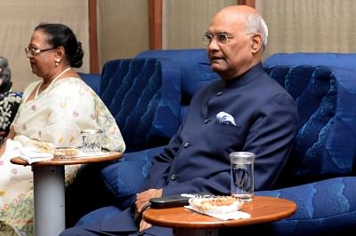 New Delhi: President Ram Nath Kovind and his wife Savita Kovind witness the screening of a documentary on the President