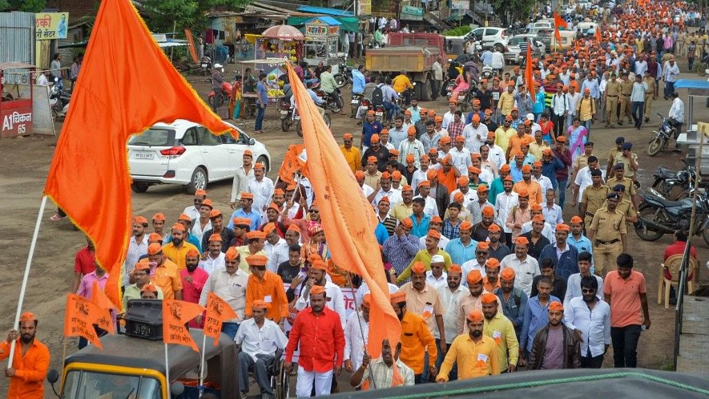 File picture of protesters from the Maratha community taking part in a rally demanding reservation.