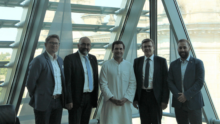  Rahul Gandhi with Gerold Otten, Johannes Schraps, Omid Nouripour, and Rene Springer in Berlin.