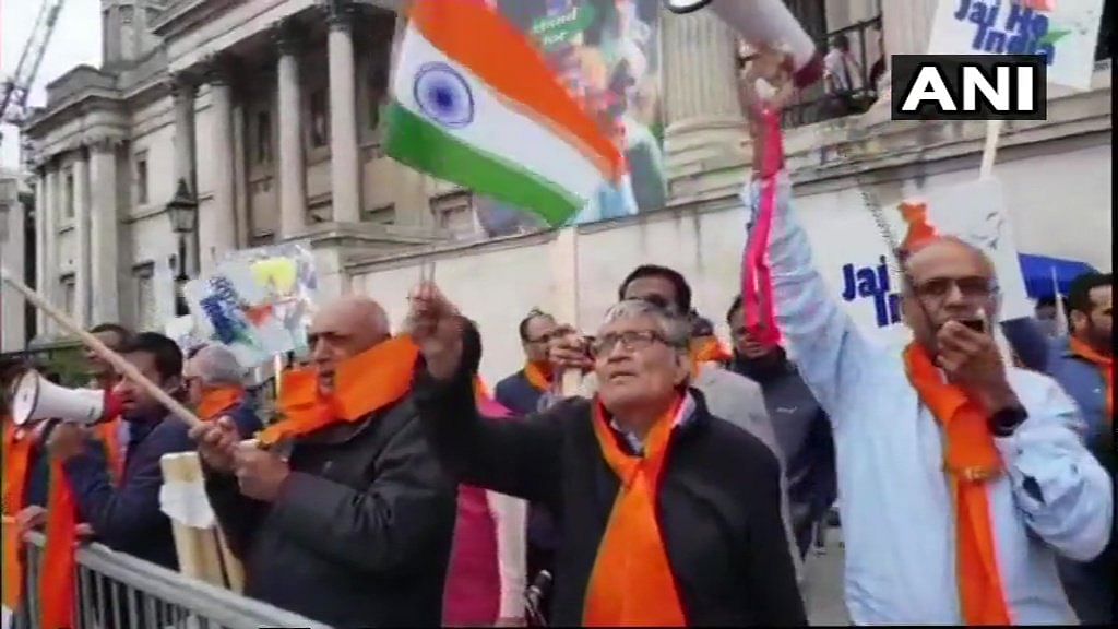 People of Indian origin, living in the United Kingdom, protest against Referendum 2020 in London.