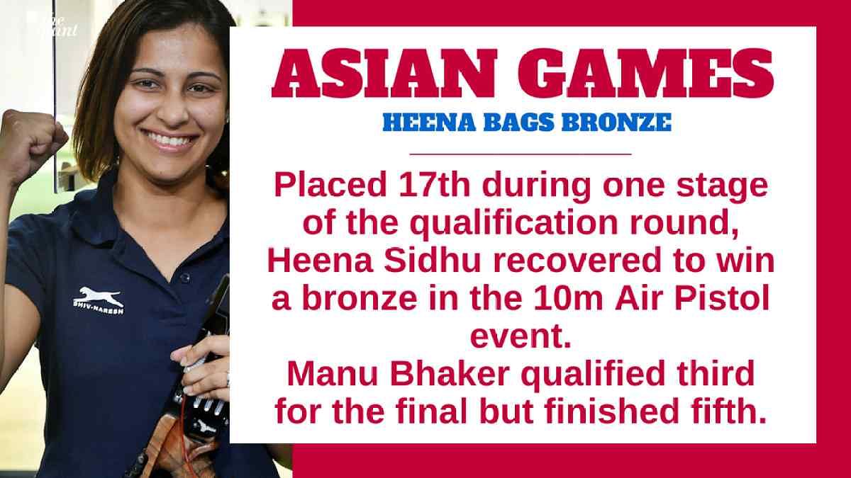 Former world number 1 Heena had qualified for the final in the seventh position.