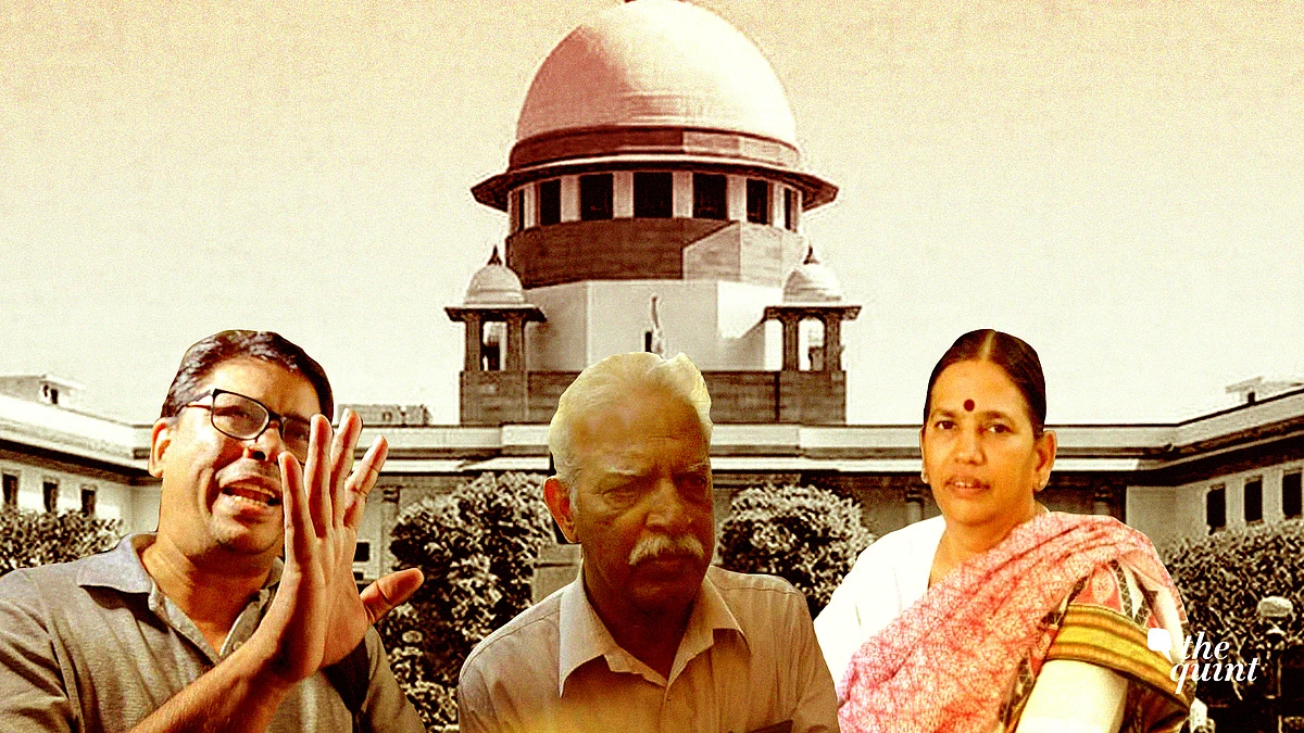 (L-R) Arun Ferreira, Varavara Rao and Sudha Bharadwaj.