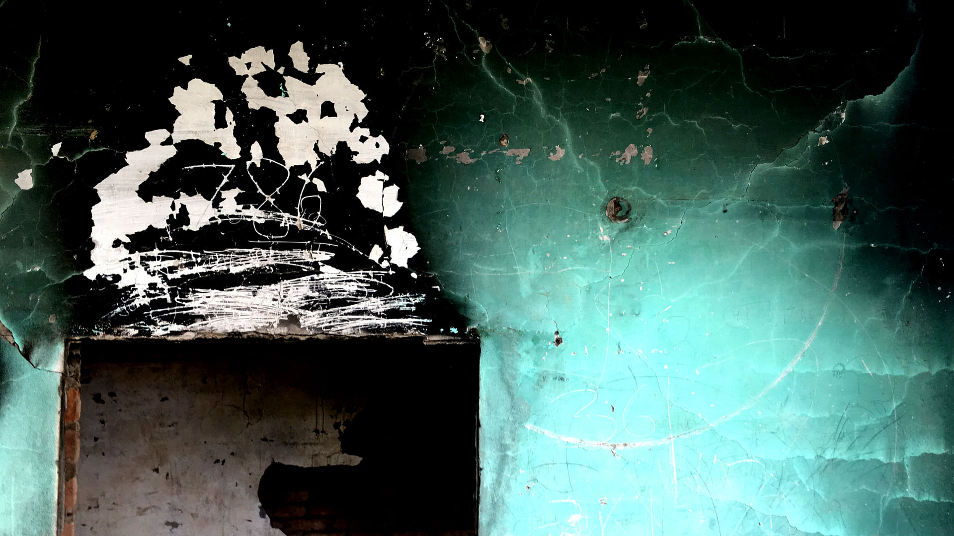 The charred walls of one of the two mosques which were attacked during the 2013 Muzaffarnagar riots.