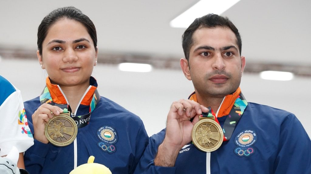 Shooters Ravi Kumar and Apurvi Chandela bagged the bronze in the 10m Air Rifle mixed team event.