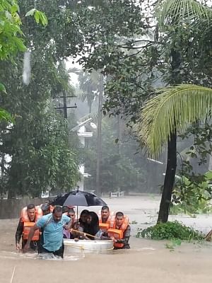 Kerala: Rescue operations underway in various flood-affected areas of Kerala, on Aug 16, 2018. (Photo: IANS/DPRO)