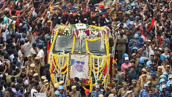 DMK Supremo M Karunanidhi was laid to rest at Chennai’s Marina Beach on Wednesday, 8 August. 
