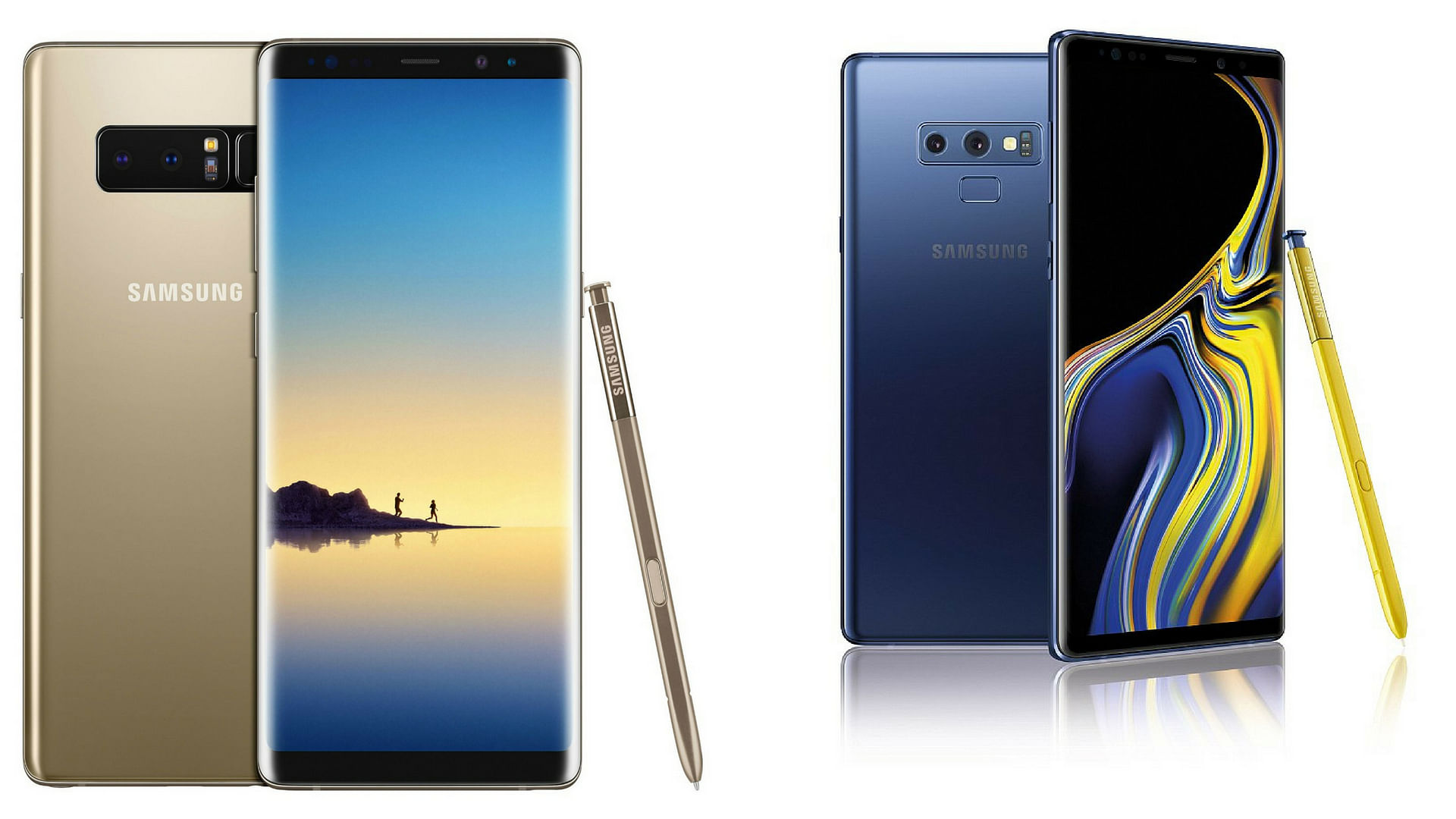 Samsung Galaxy Note 8 (left), Samsung Galaxy Note 9 (right)
