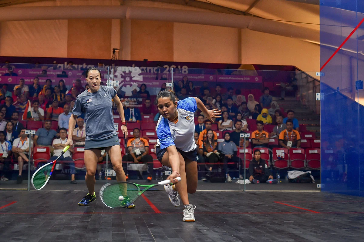 Jakarta: India’s Dipika Pallikal Karthik (foreground) in action during women’s squash semifinal match against Malaysia at the 18th Asian Games 2018 in Jakarata on Friday, Aug 31, 2018. 