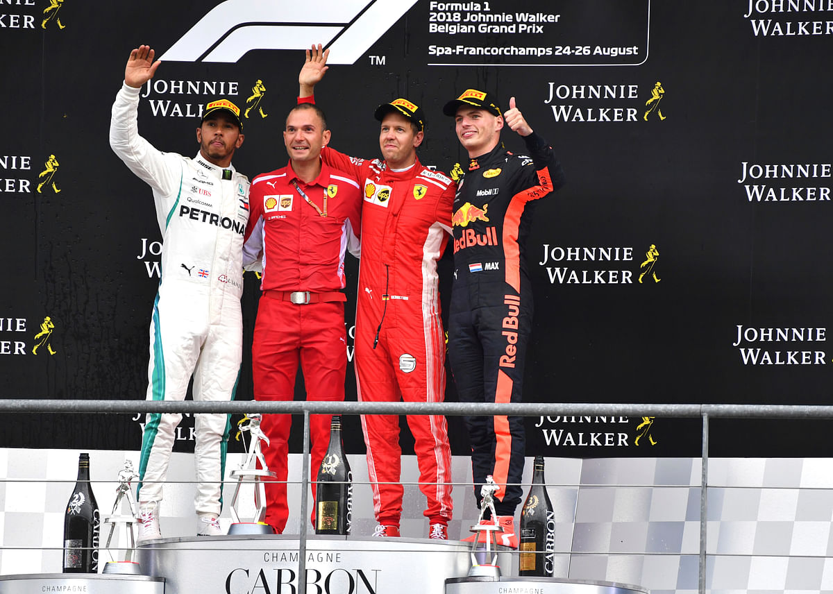 Vettel finished about 12 seconds clear of Hamilton, with Red Bull driver Max Verstappen an impressive third.