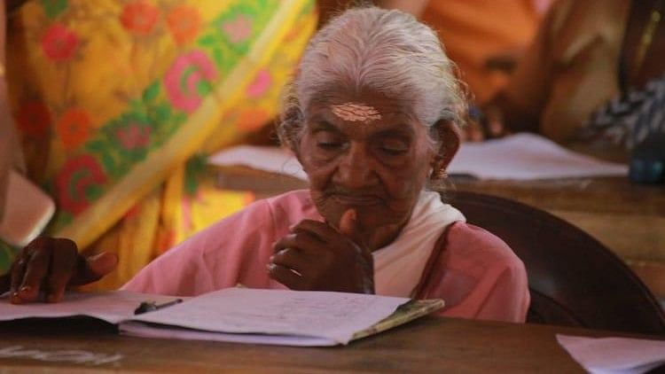 96-year-old Karthiyani Amma was among the 40,440 people who appeared for the literacy examination conducted in Kerala