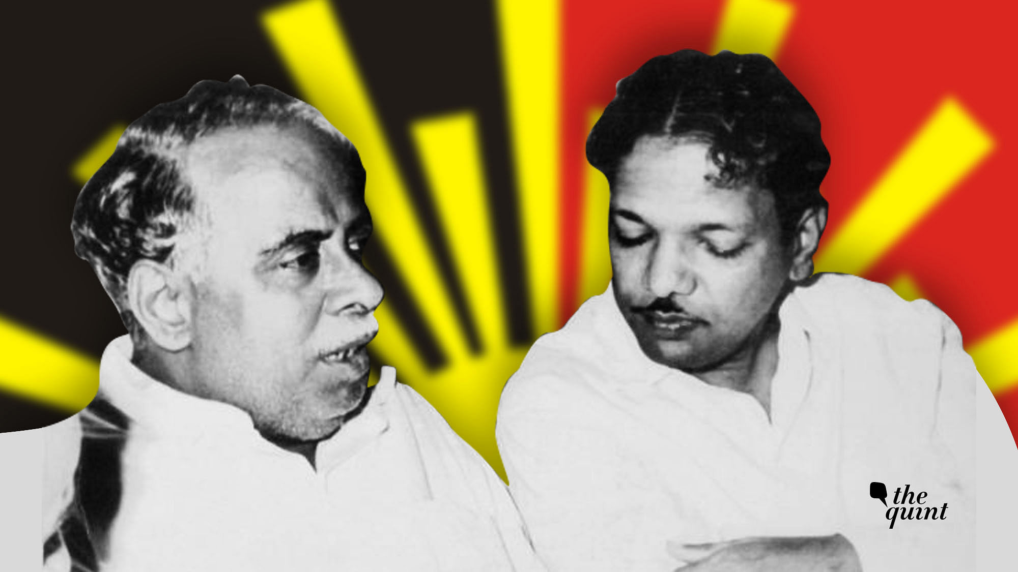 Annadurai (left) had often relied on Karunanidhi (right) more than his own self.&nbsp;