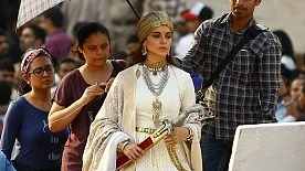Actress Kangana Ranaut during shooting of her upcoming film <i>Manikarnika: The Queen of Jhansi</i> at Amber Fort in Jaipur. 