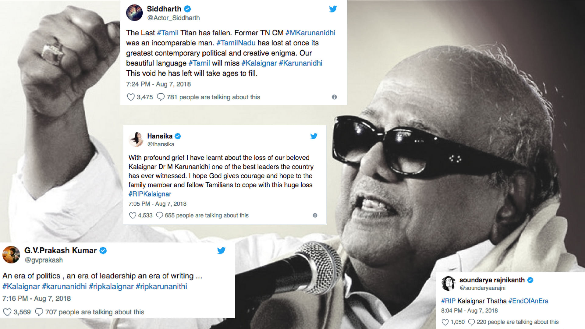 Various members of the film fraternity have tweeted their condolences as they try to reconcile with their loss.