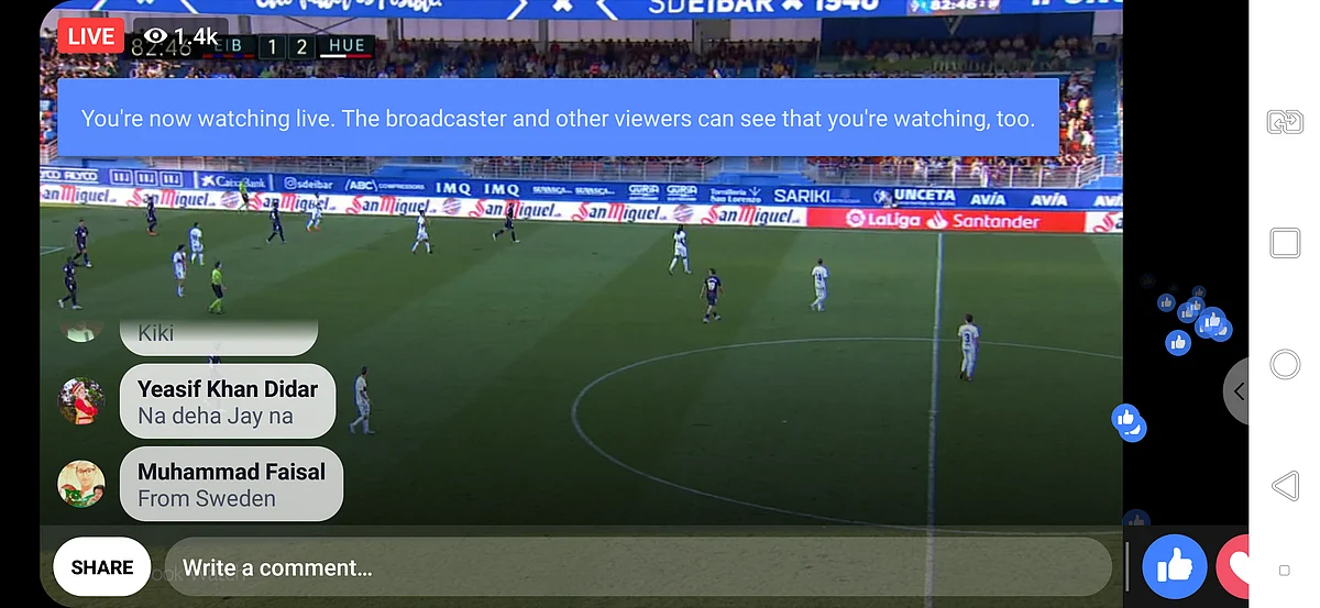 Comment, Like and even share the live match with other friends. 