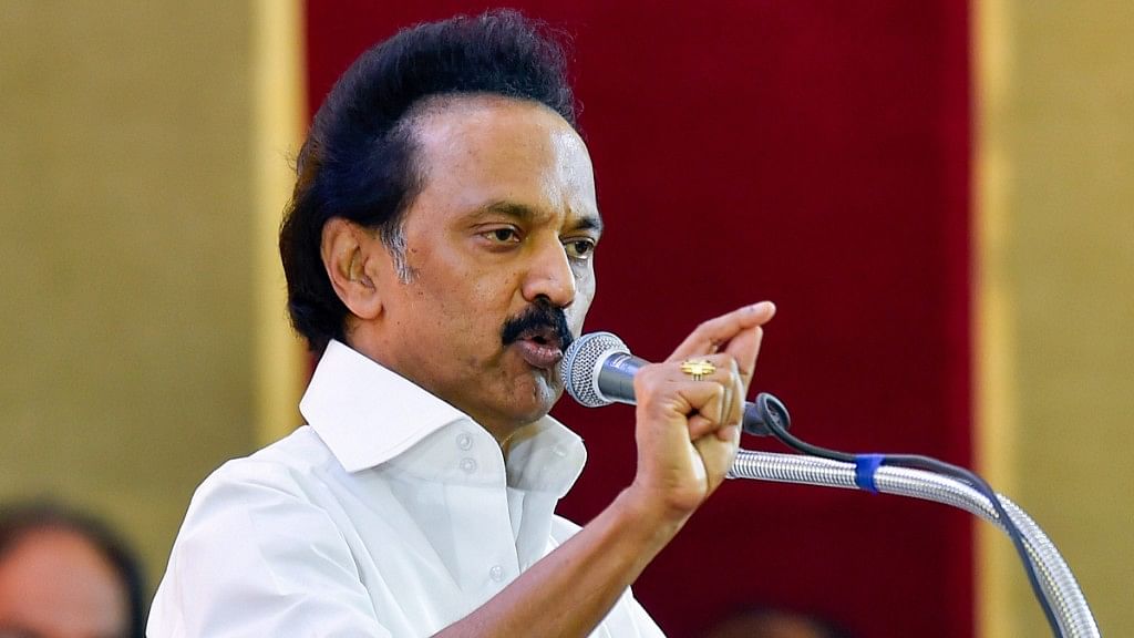  DMK Working President M K Stalin addresses during the partys General Council Meeting at Anna Arivalayam in Chennai on Tuesday, Aug 28, 2018. Stalin was unanimously elected as the party President at the meeting.