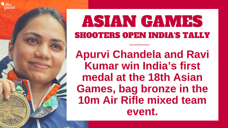 Ravi Kumar and Apurvi Chandela bagged bronze in the 10m Air Rifle mixed team event on Sunday.