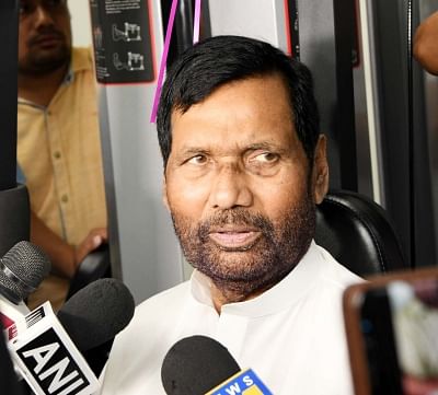 New Delhi: Union Consumer Affairs, Food and Public Distribution Minister Ram Vilas Paswan talks to the media during the inauguration of Gymnasium of the Department of Food and Public Distribution, in New Delhi on August 2, 2018. (Photo: IANS/PIB)