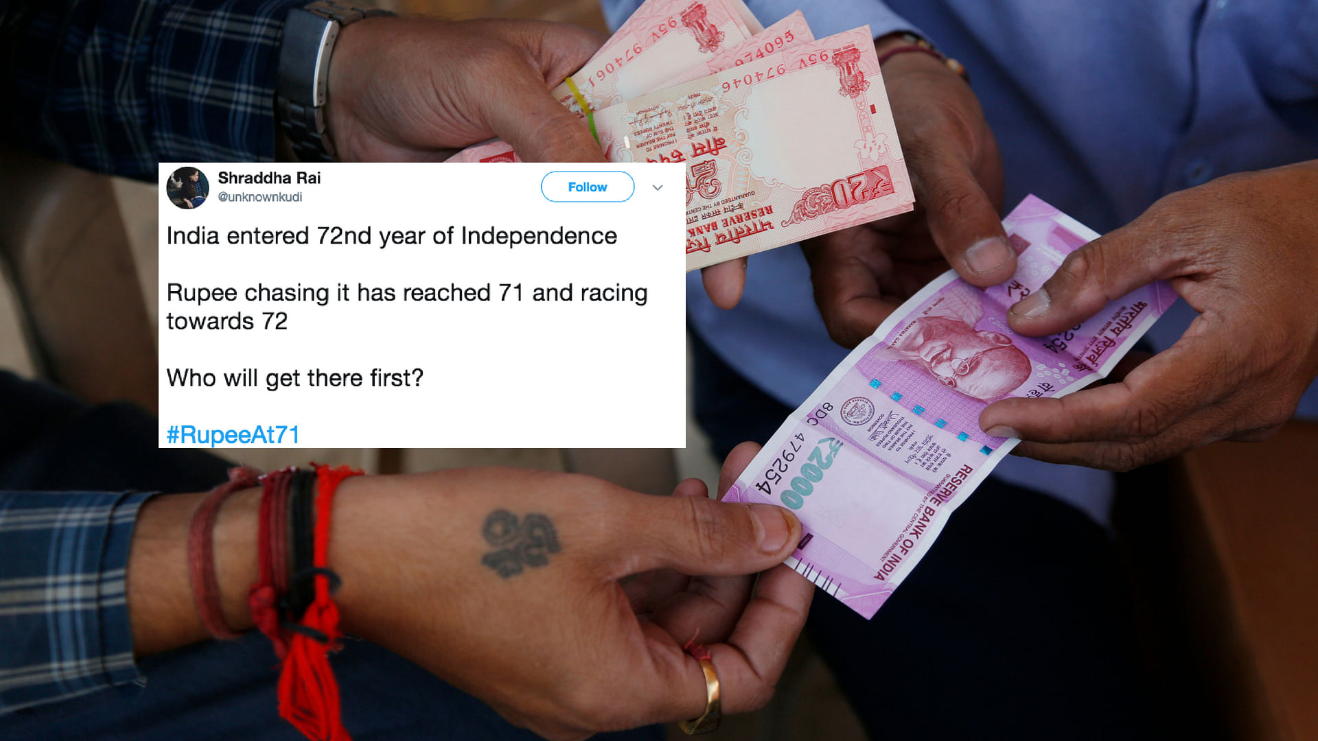 Rupee touched an all-time low of 71 on Friday.