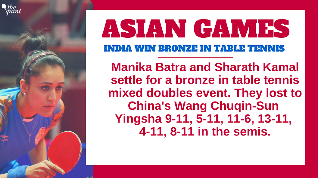 Asiad: Manika & Sharath Win India’s Second Bronze in Table Tennis