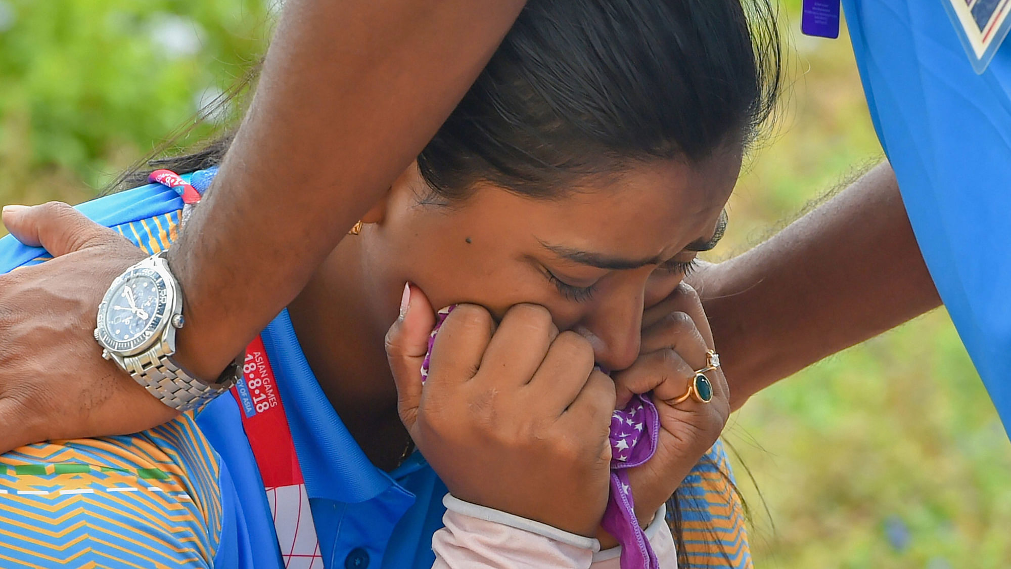 Indian archers Deepika Kumari looks dejected after losing the recurve mixed team elimination event at the Asian Games 2018.