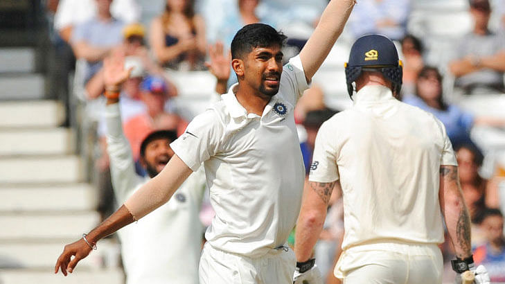 Jasprit Bumrah appeals for a wicket during Day 4 of the third Test against England.
