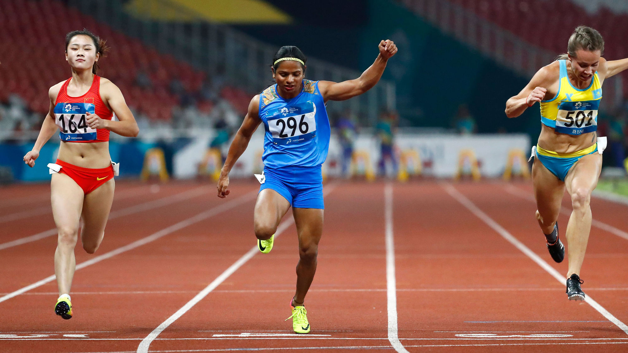 Dutee Chand in action.