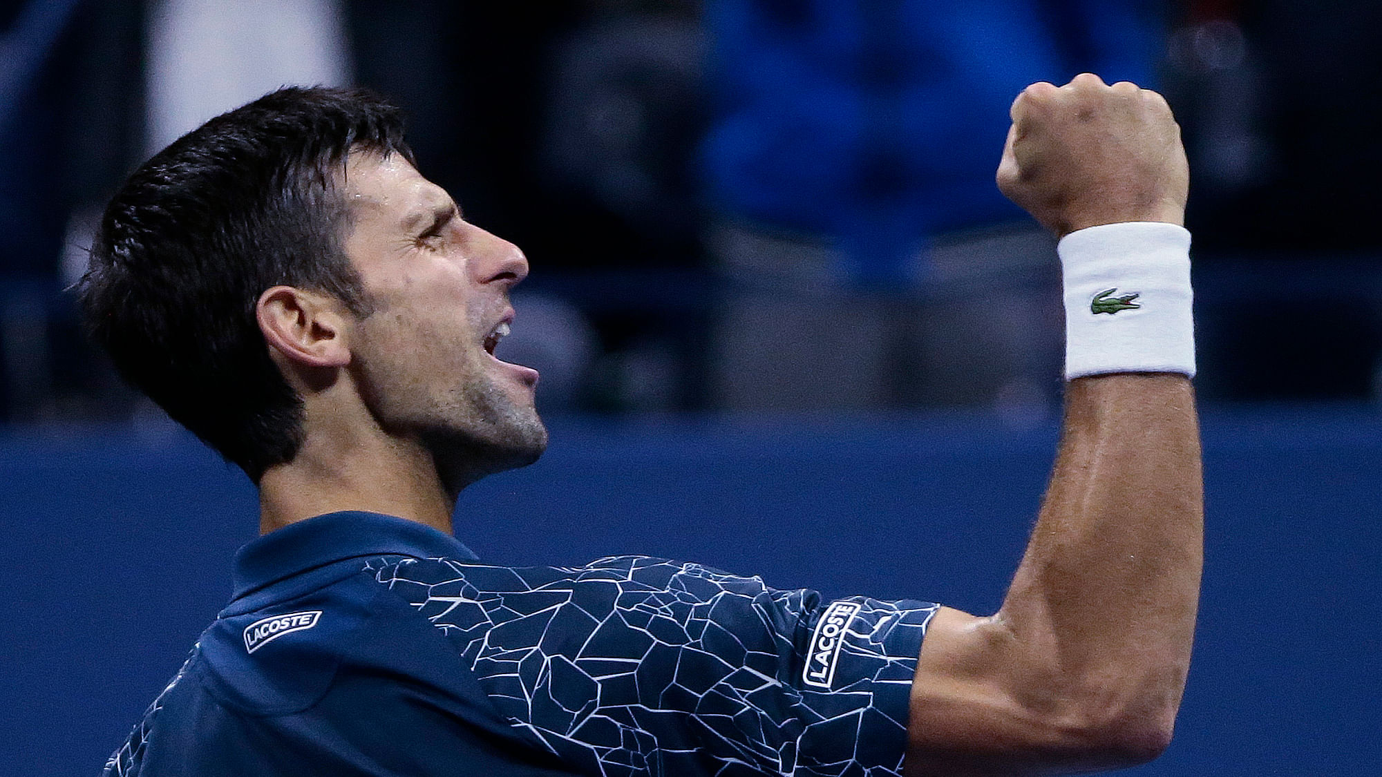 Novak Djokovic, of Serbia, celebrates after defeating Kei Nishikori, of Japan, during the semifinals of the U.S. Open tennis tournament, Friday, Sept. 7, 2018, in New York.&nbsp;