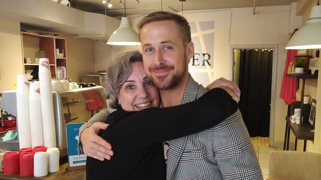 Ryan Gosling meets Joelle Murray, owner of Grinder Coffee.