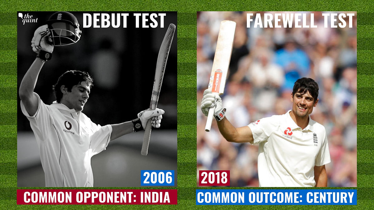 Alastair Cook becomes the fifth cricketer to score a century on his debut and also final match before retirement.