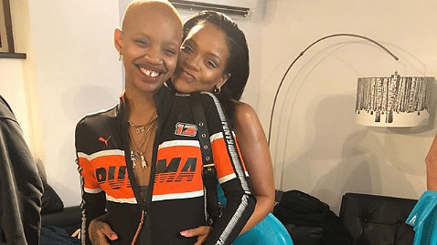 Rihanna shared this picture with Slick Woods, congratulating her.