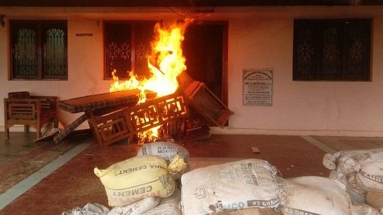 Police station of  Araku Valley was set on fire by supporters of TDP MLAs.