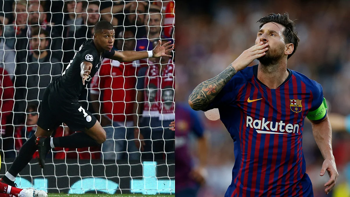 Kylian Mbappe (left) and Lionel Messi.