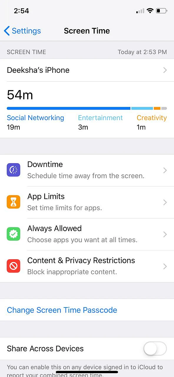 Screentime feature on iOS 12.