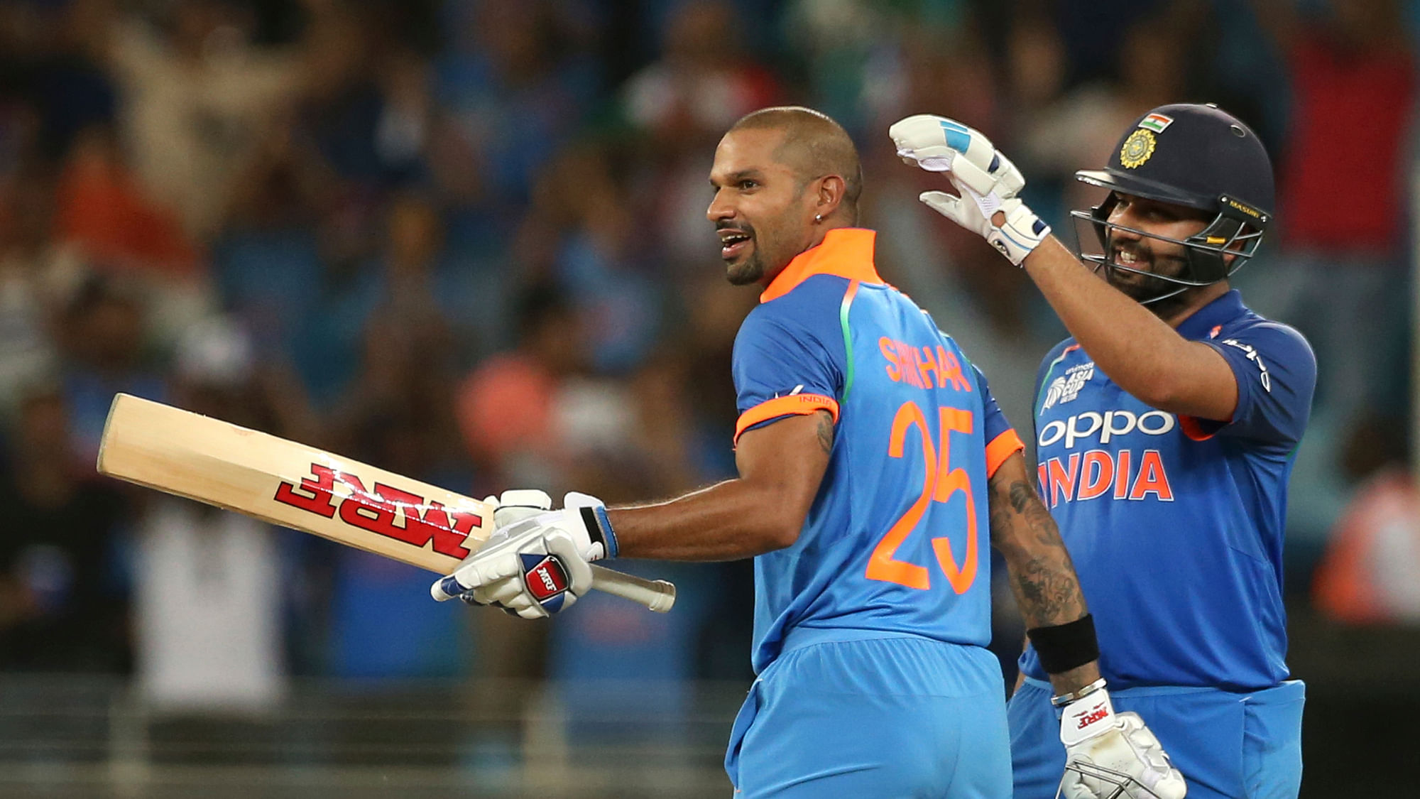 Shikhar Dhawan and Rohit Sharma collaborated to score 201 runs for the first wicket, India’s highest opening stand against Pakistan.