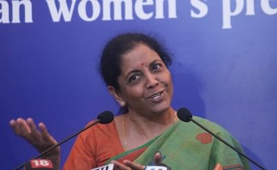 New Delhi: Defence Minister Nirmala Sitharaman addresses a press conference at the Indian Women