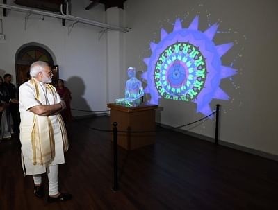 Rajkot: Prime Minister Narendra Modi visits Mahatma Gandhi Museum in Rajkot on Sept 30, 2018. (Photo: IANS/PIB)