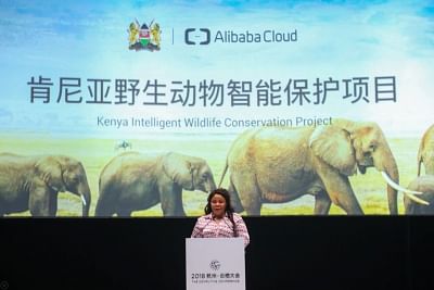 Margaret Mwakima, Principal Secretary of the KenyaÃƒÂ¢Ã‚Â€Ã‚Â™s Ministry of Tourism and Wildlife talking about the collaboration between Kenya and Alibaba Cloud at the company