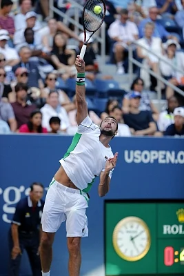 NEW YORK, Sept. 4, 2018 (Xinhua) -- Marin Cilic of Croatia serves during the men