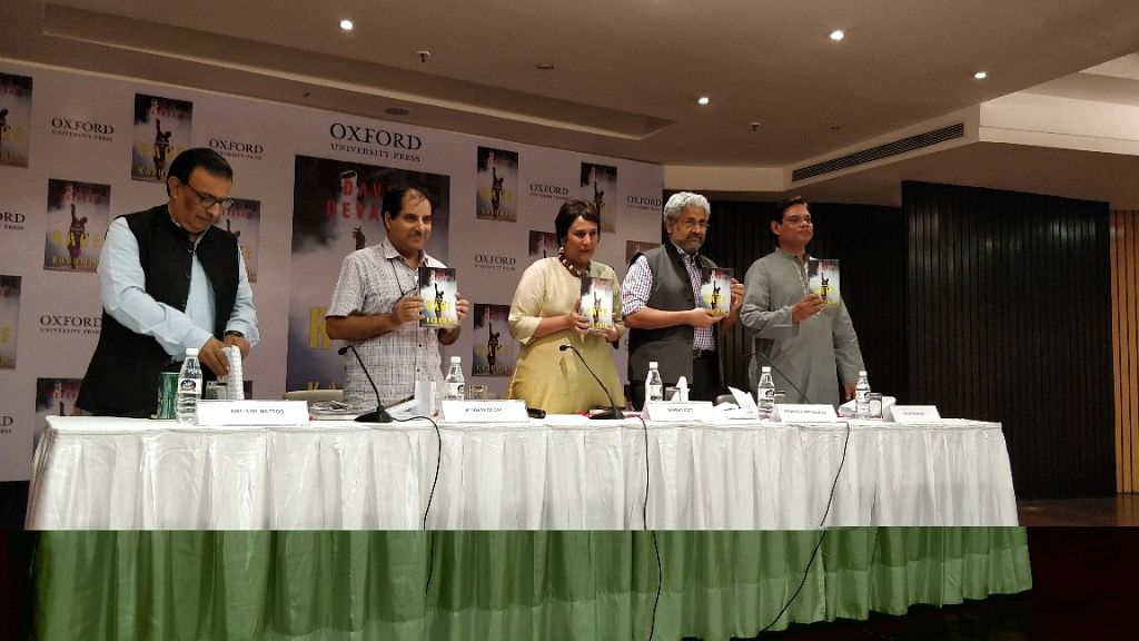 Amitabh Matoo, Iftikhar Gilani, Barkha Dutt, Siddharth Varadarajan &amp; David Devadas at the book launch in New Delhi on Tuesday.