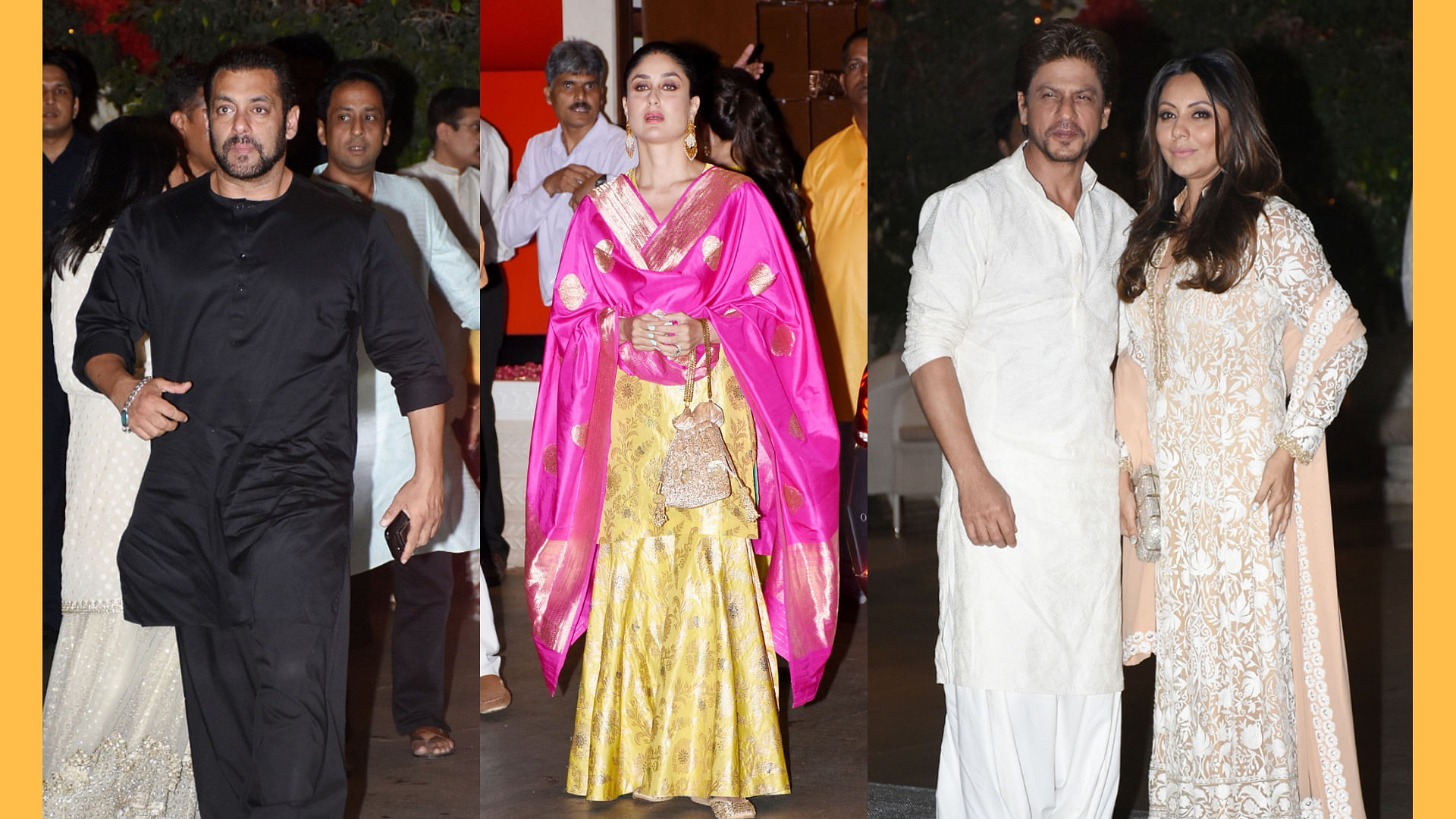 Salman Khan, Kareena Kapoor, Shah Rukh Khan and Gauri Khan at the Ambani residence in Mumbai.