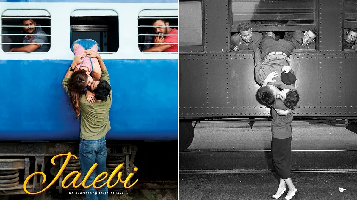 First look poster of <i>Jalebi </i>resembles iconic ‘Korean War Goodbye Kiss’.