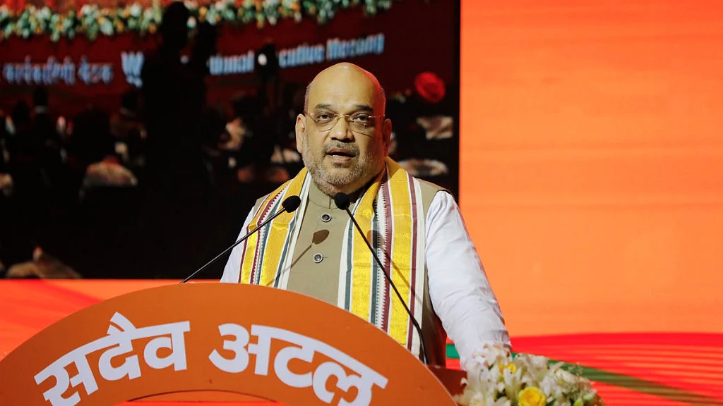 BJP party president Amit Shah at the National Executive Meet in Delhi.
