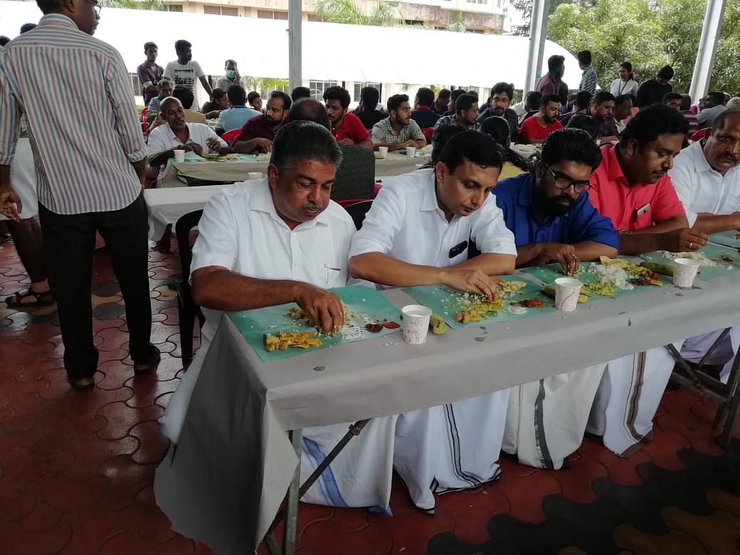 Even the MLA Saji Cheriyan sat with the people for an afternoon meal.