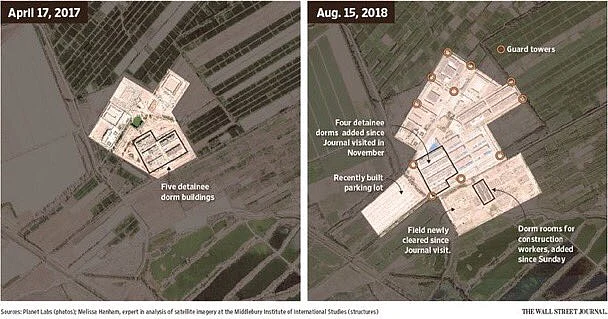 How one camp in Kashgar expanded in one year. 